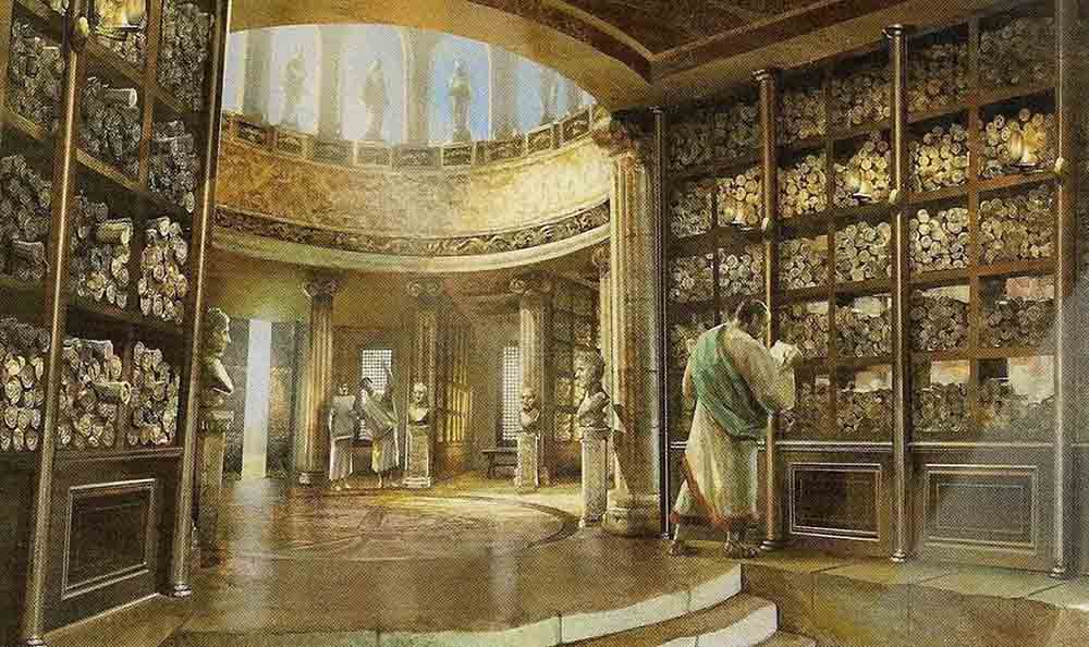 Thư viện hoàng gia Alexandria một trong những thư viện lớn nhất và quan  trọng nhất thời cổ đại